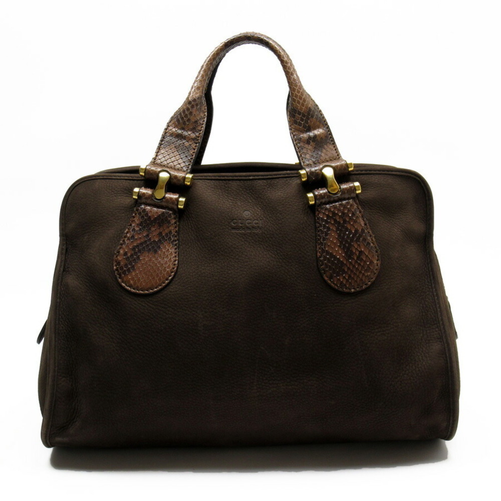 Gucci handbag Dark Brown Black suede python leather classic favorite